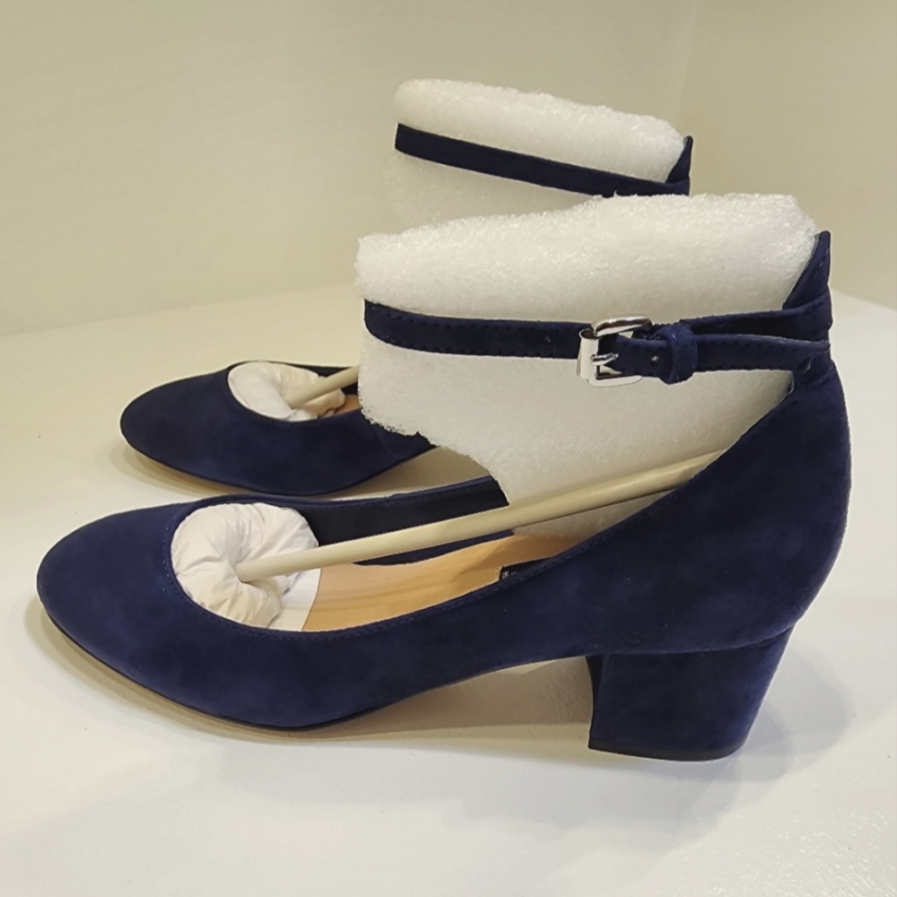 Steve Madden - Vassie - Navy Blue Ankle Strap Suede Pump - Size 7.5